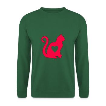 Red cat with heart silhouette cat lover cats - Unisex Sweatshirt - green - Front