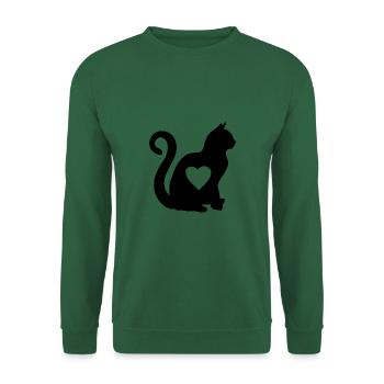Schwarz katze herz silhouette katzenlover black - Unisex Pullover - Grün - Vorne
