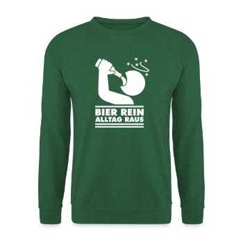 Bier rein - Alltag raus Piktogram (Farbe änderbar) - Unisex Pullover - Grün - Vorne
