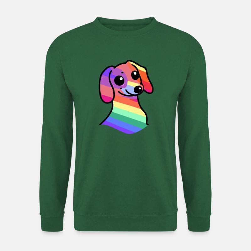 Regenbogen-Dackel Hund Wiener - Unisex Pullover - Grün