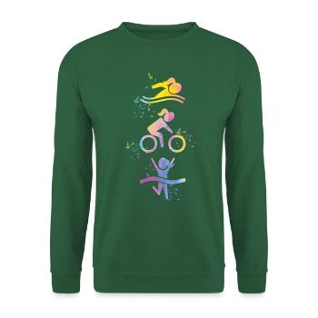 Triathlon femme aquarelle - Sweat-shirt Unisexe - vert foncé - Devant