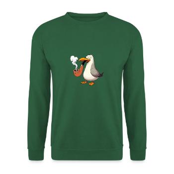 Stupid North Sea Coast Seagull Smoking Pipe Hamburg - Unisex Sweatshirt - green - Front