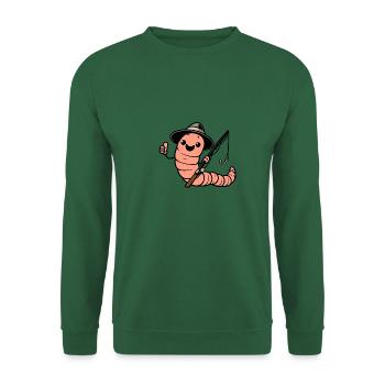Chapeau de pêche au ver de pêcheur Crochet de ver de terre Fisherman - Sweat-shirt Unisexe - vert foncé - Devant
