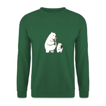 Père et fils Ours polaire avec crème glacée au chocolat à la fraise - Sweat-shirt Unisexe - vert foncé - Devant