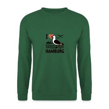 North Sea Moin Seagull I LOVE Hamburg Hanseatic City Kiez - Unisex Sweatshirt - green - Front