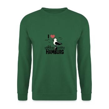 North Sea Moin Seagull I LOVE Hamburg Hanseatic City Love - Unisex Sweatshirt - green - Front