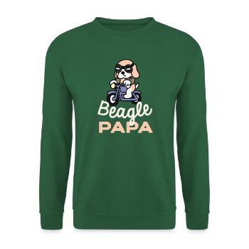 Beagle Papa Biker Hund Papa Geschenk Retro - Unisex Pullover - Grün - Vorne