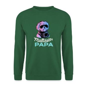 Malteser Papa Synthwave Hund Papa Geschenk - Unisex Pullover - Grün - Vorne