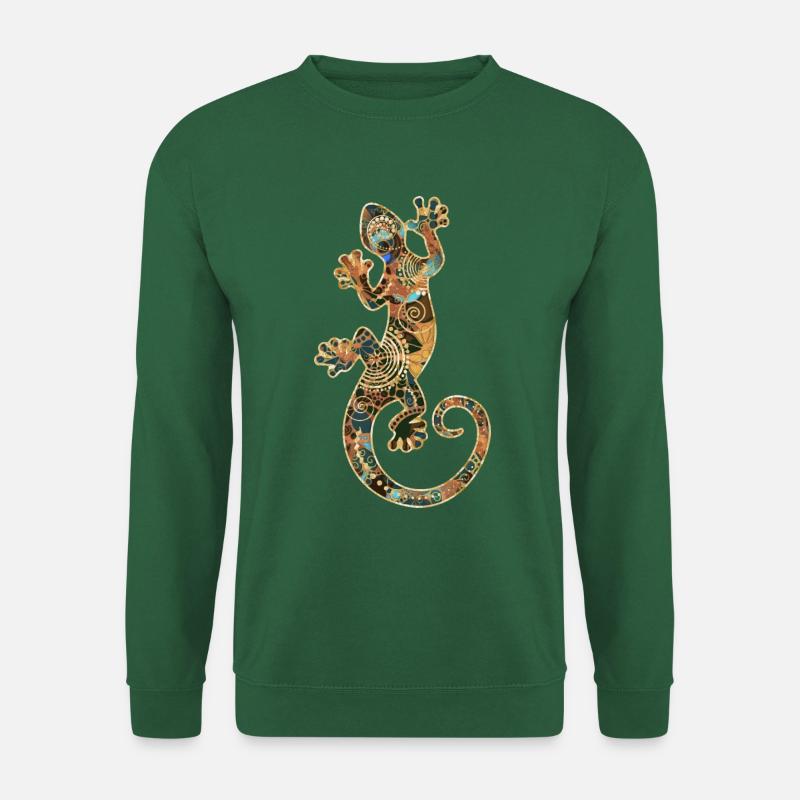 Gecko Reptile Silhouette With Ornaments 2 - Unisex Pullover - Grün