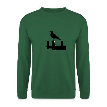 North Sea Moin Seagull Silhouette Bird Schiss Pier S/W - Unisex Sweatshirt - green - Front