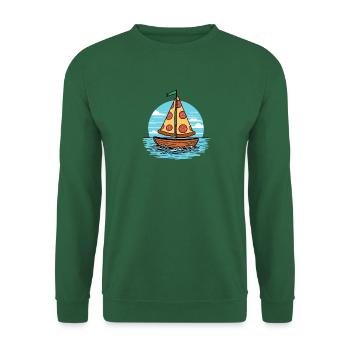 Voilier Ahoy Sea avec voile de pizza au salami - Sweat-shirt Unisexe - vert foncé - Devant