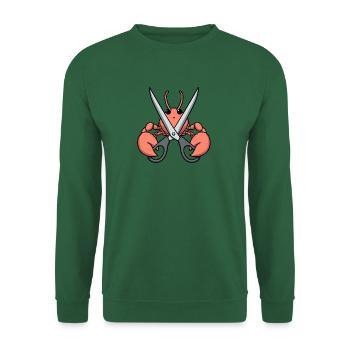 Comic Lobster Crab Lobster Spiny Lobster Gray Scissors - Unisex Sweatshirt - green - Front