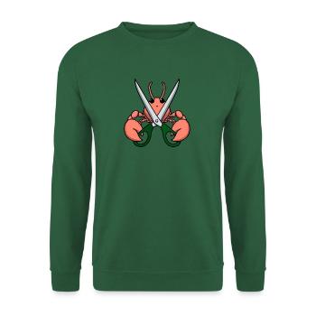 Comic Lobster Crab Lobster Crayfish Spiny Lobster Green Scissors - Unisex Sweatshirt - green - Front