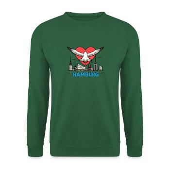 North Sea Moin Seagull I LOVE Hamburg Pearl Souvenir - Unisex Sweatshirt - green - Front