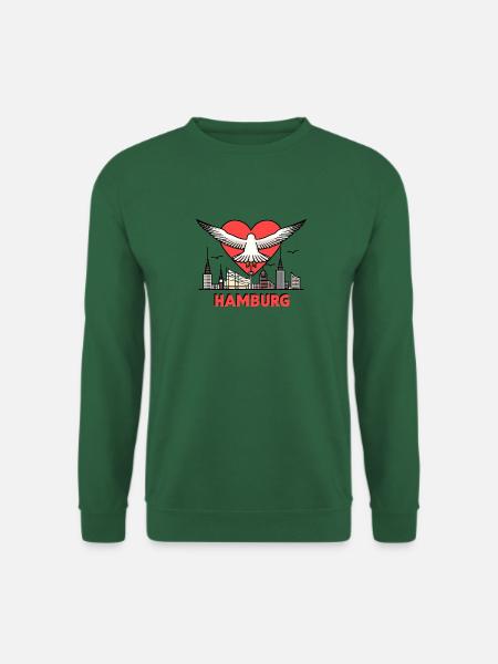 Nordsee Moin Möwe I LOVE Hamburg Perle Souvenir - Unisex Pullover - Grün
