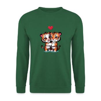 Verschenke diese süßen Tiger zum Valentinstag - Unisex Pullover - Grün - Vorne