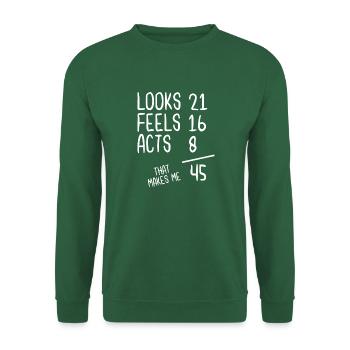 Looks 21 Feels 16 Actes 8 Ça me fait 45 - Sweat-shirt Unisexe - vert foncé - Devant