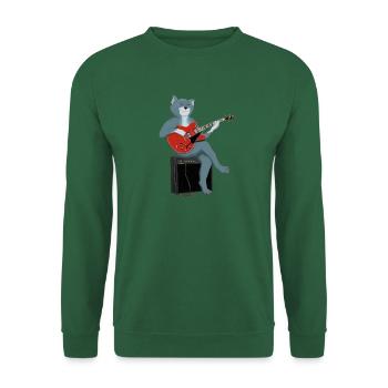 CAT PLAYS THE BLUES - cat playing guitar - Unisex Sweatshirt - green - Front