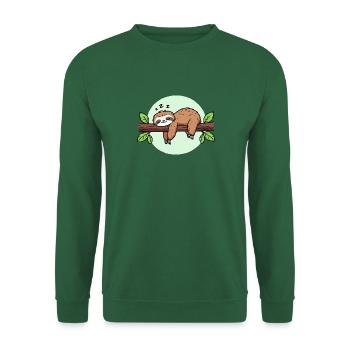 Faultier Ast Schalfmütze Schlaf Arbeit Pause Chill - Unisex Pullover - Grün - Vorne