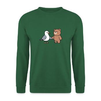 Moin Mouette Ours Amitié Amour Mains Tenant - Sweat-shirt Unisexe - vert foncé - Devant