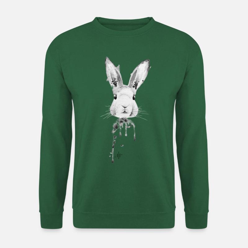 Hase Schwarz Weiß - Unisex Pullover - Grün