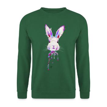 Hase Neon Lila - Unisex Pullover - Grün - Vorne