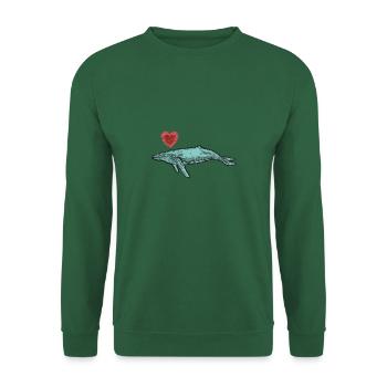 Wal Wale Meer Fisch Wasser Meerestier Pottwal Herz - Unisex Pullover - Grün - Vorne