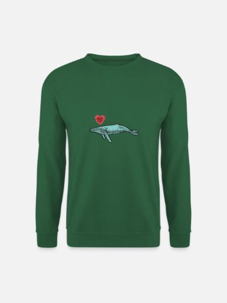 Wal Wale Meer Fisch Wasser Meerestier Pottwal Herz - Unisex Pullover - Grün