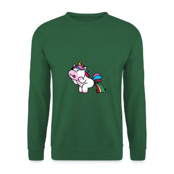Einhorn Regenbogen Lustig - Unisex Pullover - Grün - Vorne