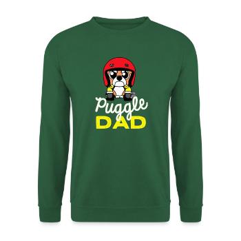 Puggle Dad Racing Hund Papa Geschenk Retro - Unisex Pullover - Grün - Vorne