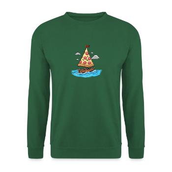 Voilier Ahoy Sea avec voile de pizza au salami - Sweat-shirt Unisexe - vert foncé - Devant