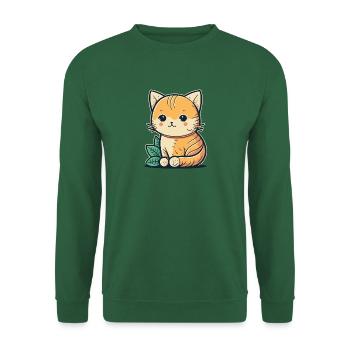 Niedliche Katze im Manga Anime Stil - Unisex Pullover - Grün - Vorne