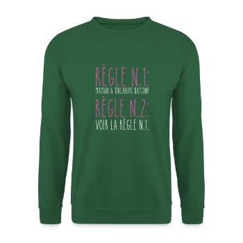 Règle Maman a toujours raison cadeau femme humour - Sweat-shirt Unisexe - vert foncé - Devant