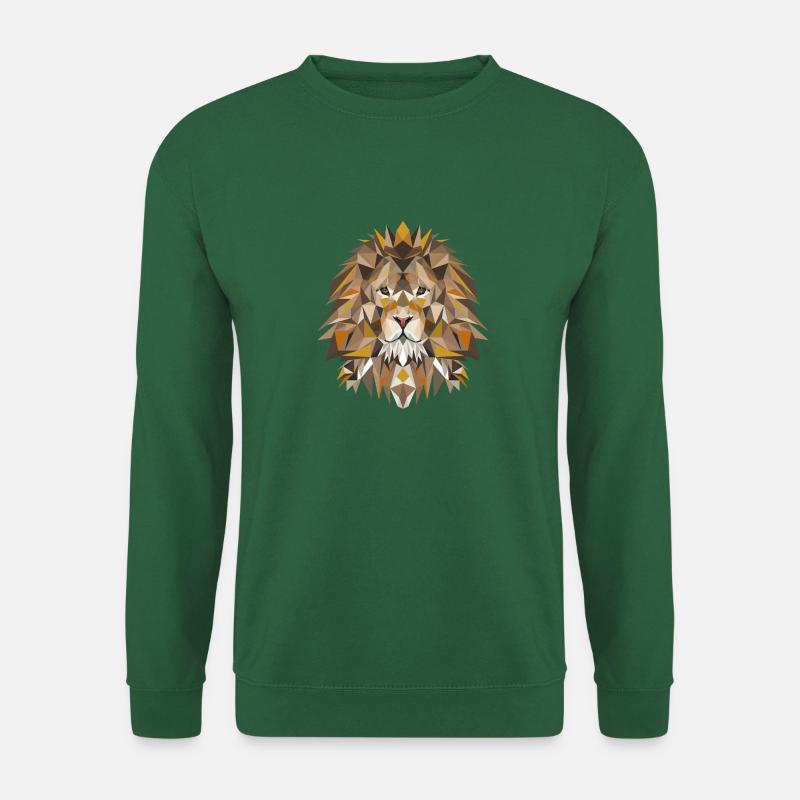 Polygon Löwe – Majestätischer König der Wild Tiere - Unisex Pullover - Grün