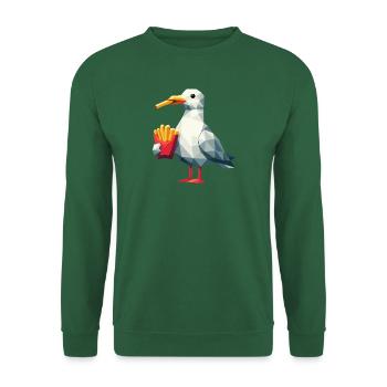Moin Nordsee Möwe Polygon Pommes Schnabel Essen - Unisex Pullover - Grün - Vorne