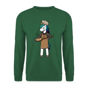 Einhorn Bäckerin Bäcker Alltagshelden - Unisex Pullover - Grün - Vorne