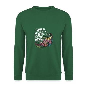 Morgenkaffee Morgenmuffel Krokodil mit Kaffeetasse - Unisex Pullover - Grün - Vorne