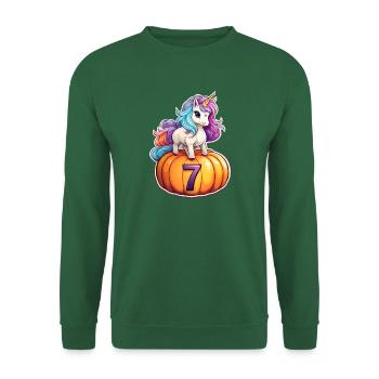 Licorne Citrouille Automne 7 – septième anniversaire - Sweat-shirt Unisexe - vert foncé - Devant