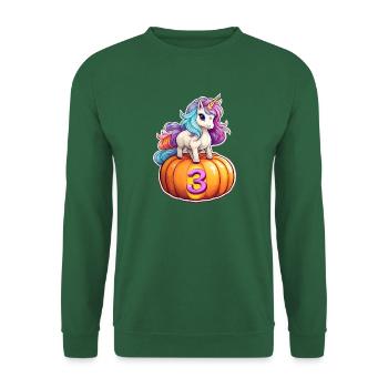 Licorne Citrouille Automne 3 - Troisième anniversaire - Sweat-shirt Unisexe - vert foncé - Devant