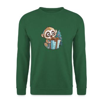 Niedlicher Lemur mit Geschenk an Weihnachten - Unisex Pullover - Grün - Vorne