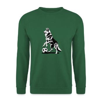 Wolf plays football in Wolfsburg - Unisex Sweatshirt - green - Front