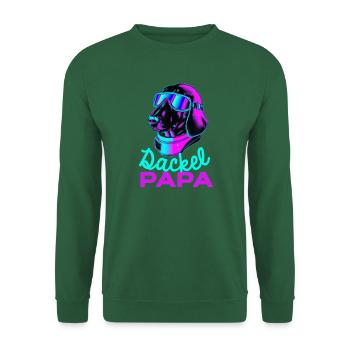 Dackel Papa Synthwave Hund Papa Geschenk Wiener - Unisex Pullover - Grün - Vorne