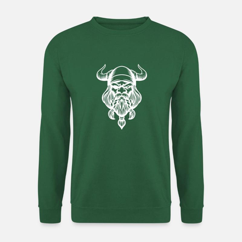 Wikinger Schädel mit Helm und Bart Nordmann Wild - Unisex Pullover - Grün