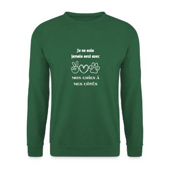Je ne suis jamais seul avec mon Chien à mes côtés - Sweat-shirt Unisexe - vert foncé - Devant