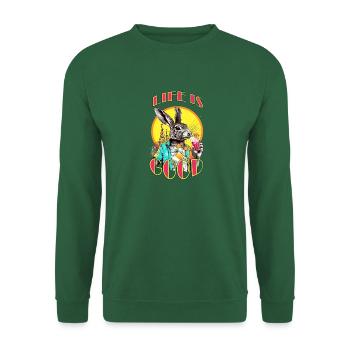Life is Good - Funny Bunny Design 🐰🤍 - Unisex Sweatshirt - green - Front