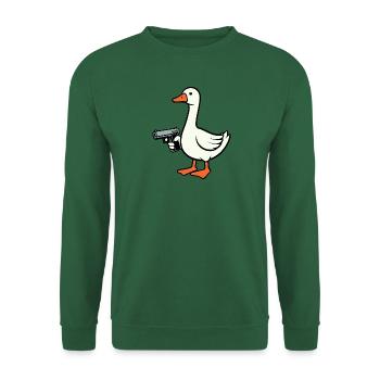 Weiße Gans Ente Entchen Pistole Attacke Abwehr - Unisex Pullover - Grün - Vorne