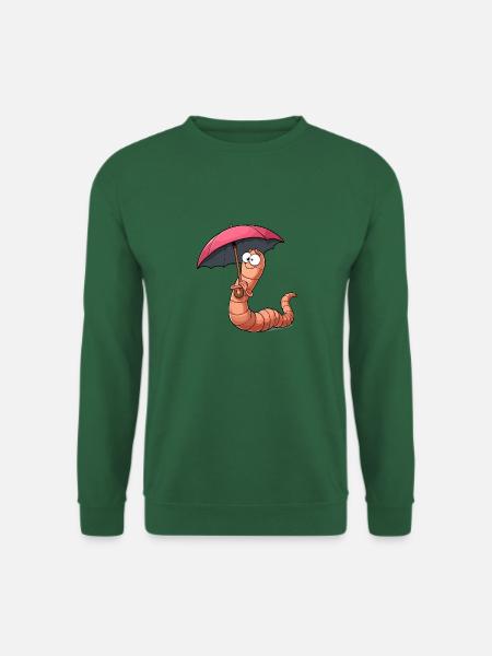 Wurm Regenwurm Regenschirm Garten Schirm Wetter - Unisex Pullover - Grün