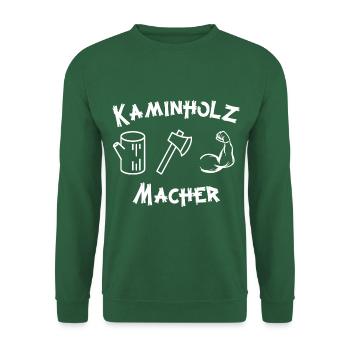Kaminholz Kamin Holz Holzfäller Baum Säge Axt Ofen - Unisex Pullover - Grün - Vorne