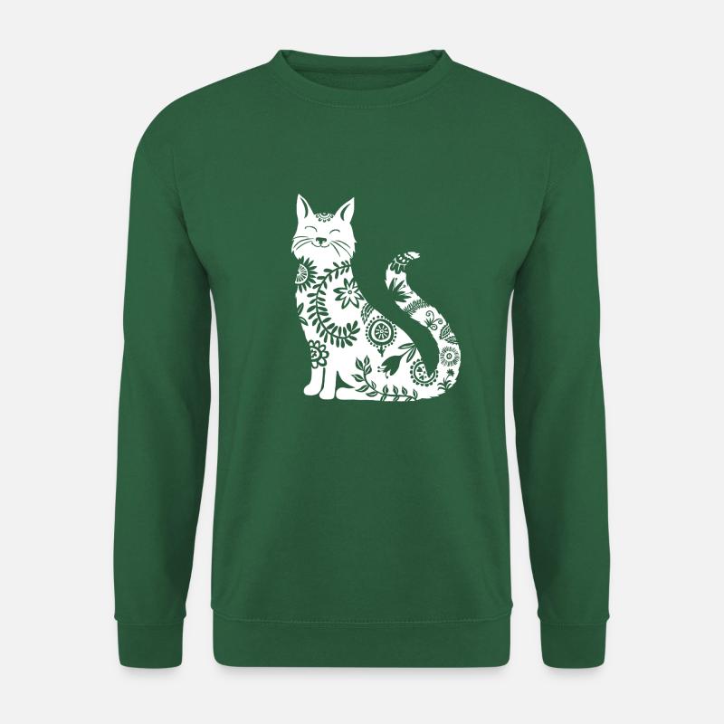 weisse Katze mit Blumenmuster - Unisex Pullover - Grün