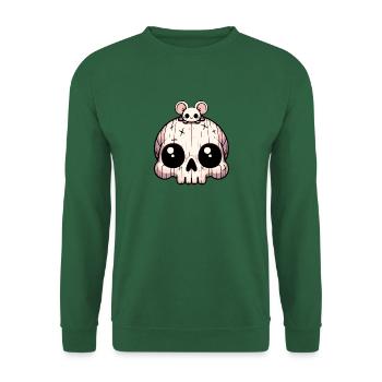 Skull mit Maus auf dem Kopf - Unisex Pullover - Grün - Vorne